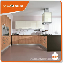 Long lifetime Wooden color PVC membrane kitchen cabinet low price and high quality standard furniture for kitchen